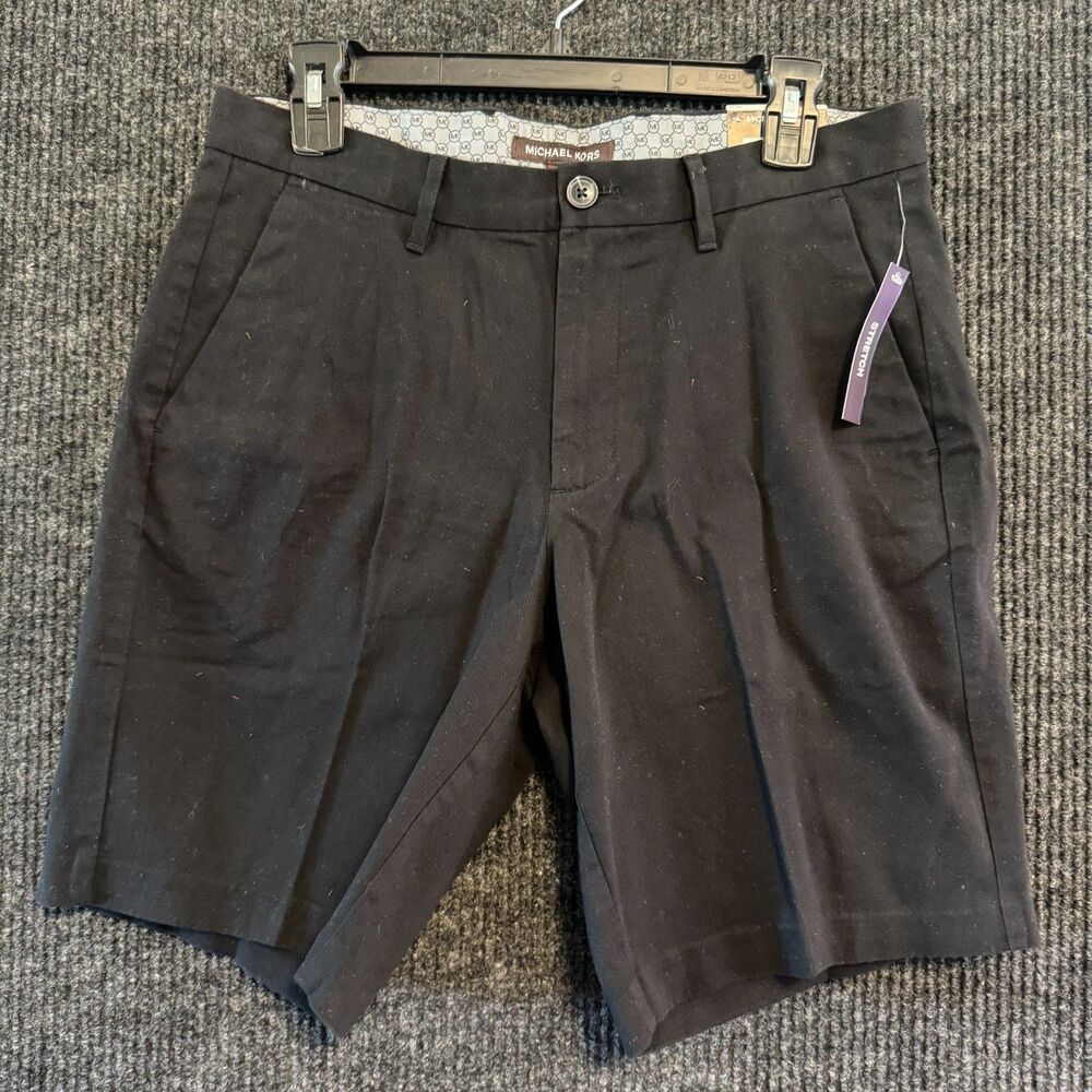 Michael Kors Mens Stretch Cotton Chino Shorts Black W30 NWT